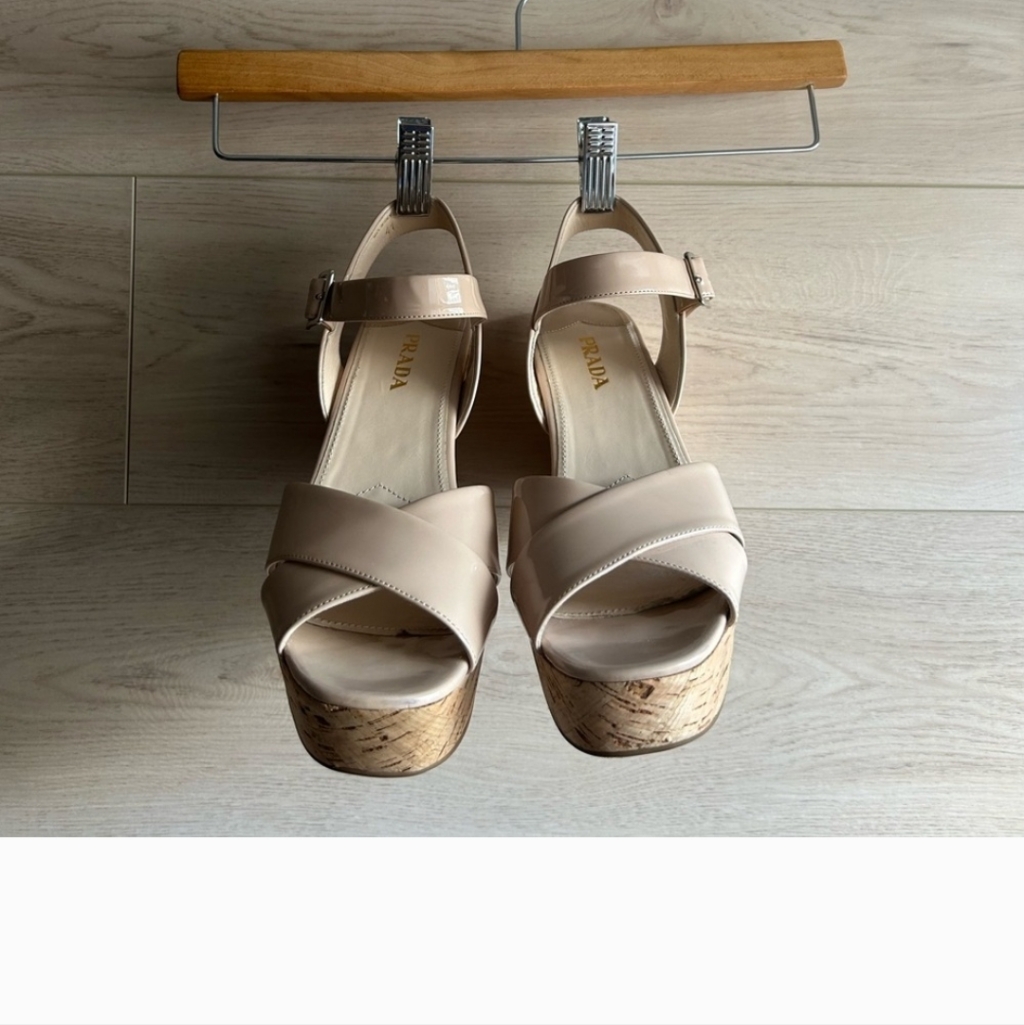 Prada Beige Wedge Sandals 41/10